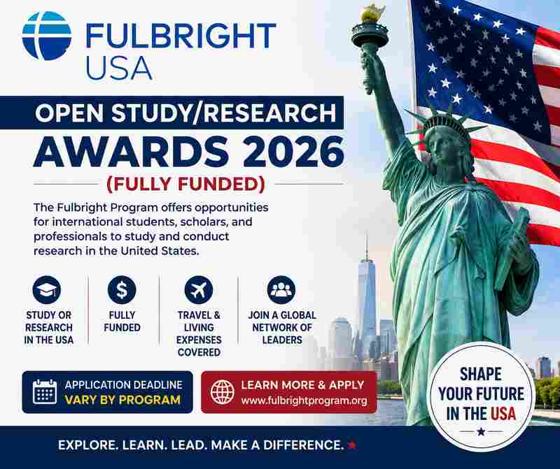 Fulbright USA Open Study/Research Awards 2026 (Fully Funded)